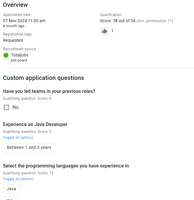 Application review