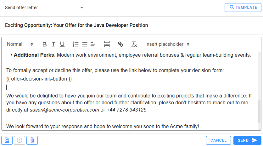 Job offer