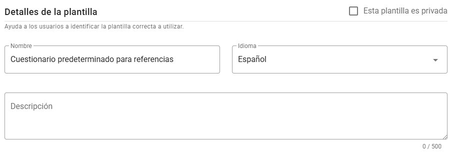 Detalles de la plantilla