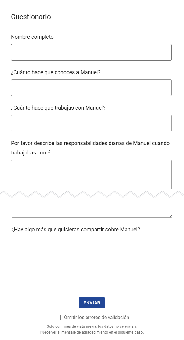 Vista previa - Formulario