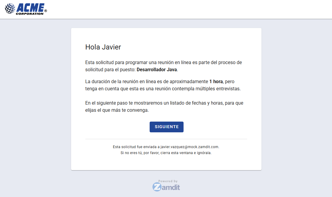 Mensaje de bienvenida