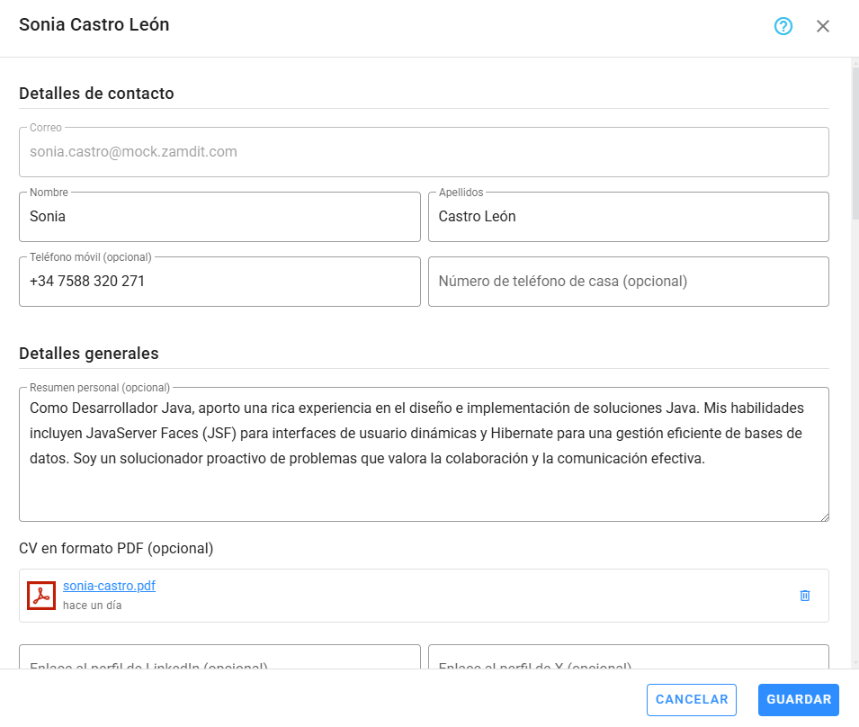 Formulario de Candidato