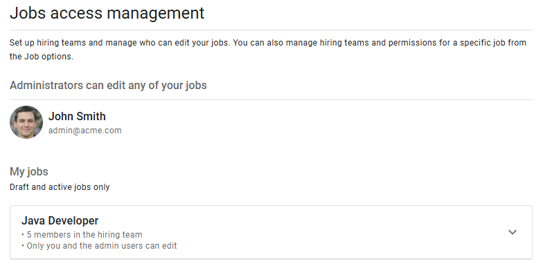 Jobs access management