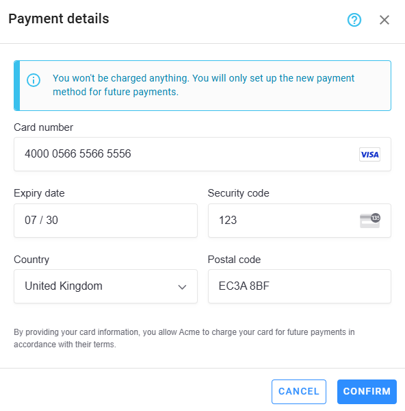 Payment details
