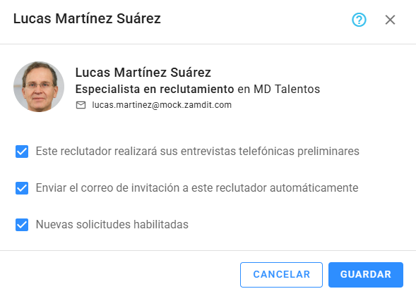 Editar reclutador externo