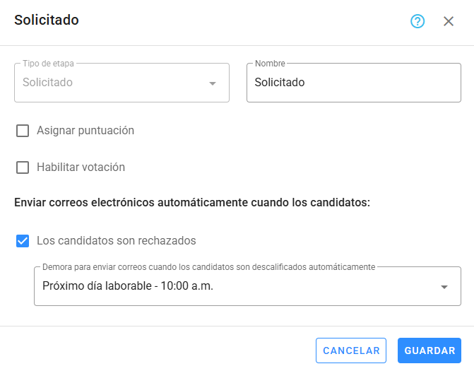 Retardo para correos de rechazo automático