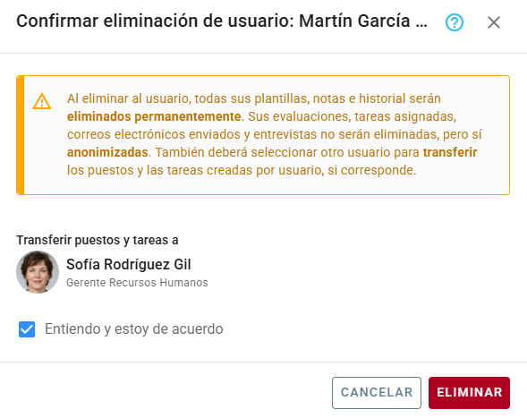 Confirmar eliminación de usuario