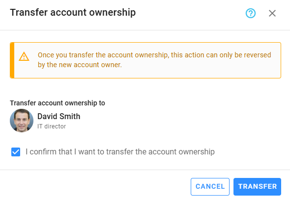 Transfer account ownership