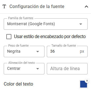 Configuración de fuente