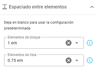 Espaciado entre elementos