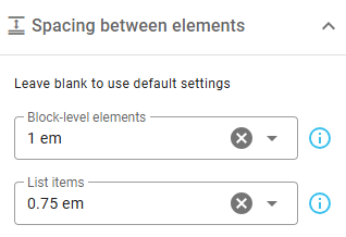 Spacing between elements